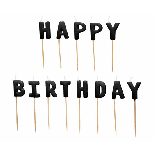 Velas Happy Birthday Pretas