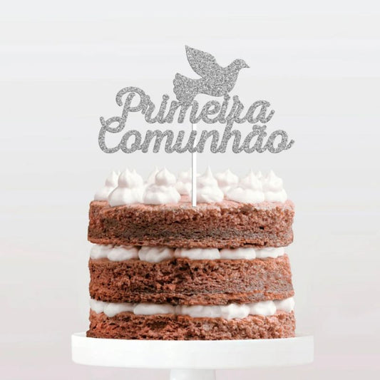 Topo bolo 1*comunhao pomba