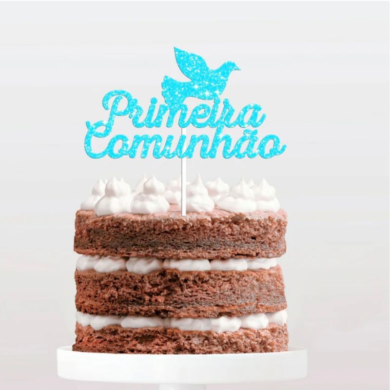 Topo bolo 1*comunhao pomba