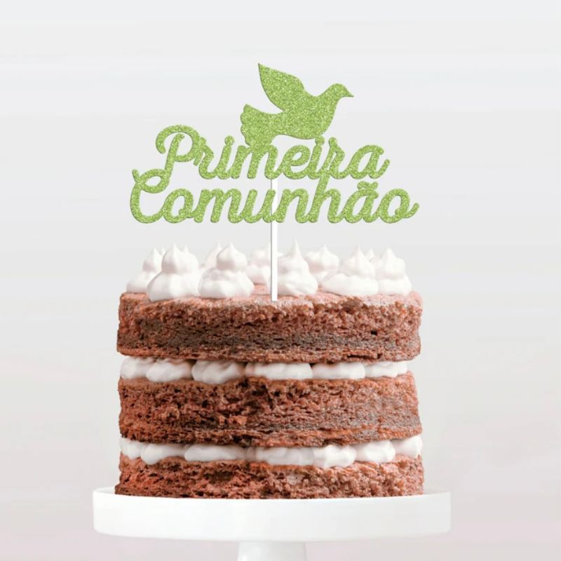 Topo bolo 1*comunhao pomba