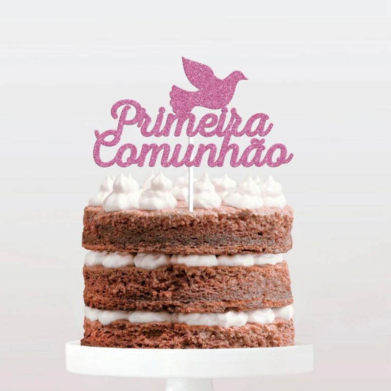 Topo bolo 1*comunhao pomba